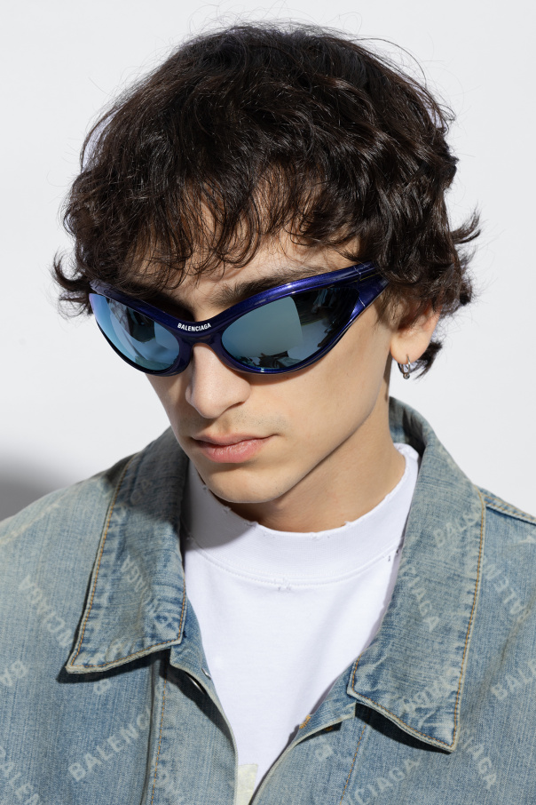 Blue 'Dynamo' sunglasses Balenciaga - floral-print round